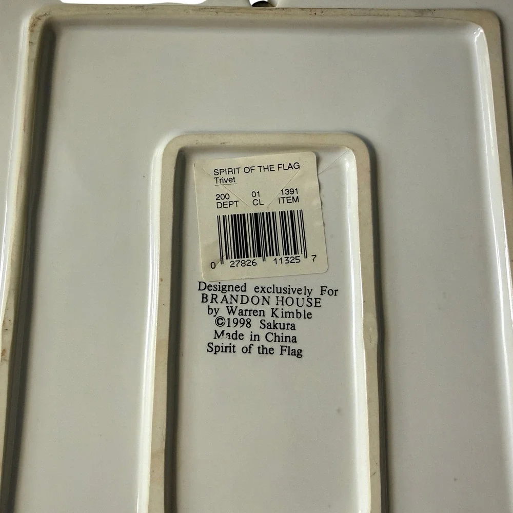 Vtg Spirit of the Flag American Ceramic Trivet Brandon House 1998 8.5 H x 7 in W - Picture 11 of 11